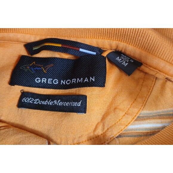 Greg Norman Polo Shirt Adult Med Orange Stripe‎ 60/2 Double Mercerized Golf Mens - Picture 8 of 8